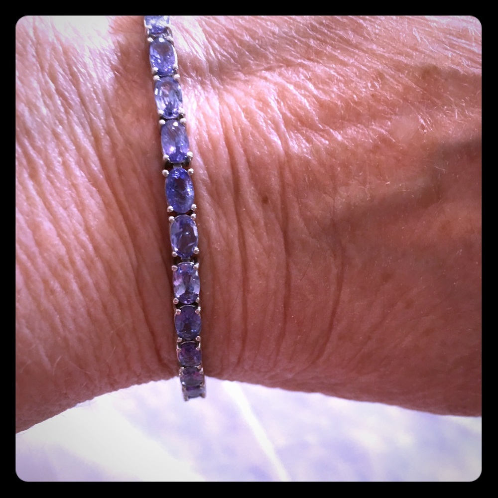 Natural Blue Tanzanite Sterling Silver Bracelet.